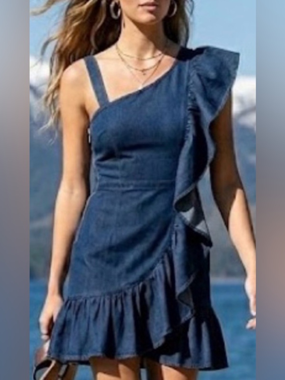 BDG  Denim ruffle dress S